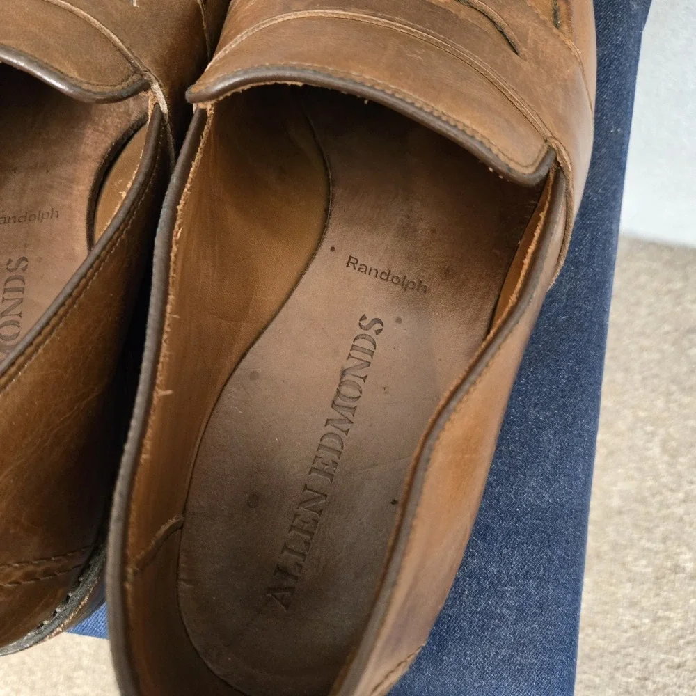 Allen Edmonds Randolph Penny Loafer Brown Leather Shoes Bench Welt Oxford Sz 10D